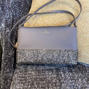 Kate Spade Grey and Silver Glitter Crossbody Bag